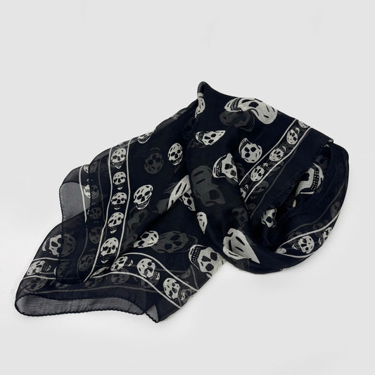 Alexander McQueen Black White Skull Scarf