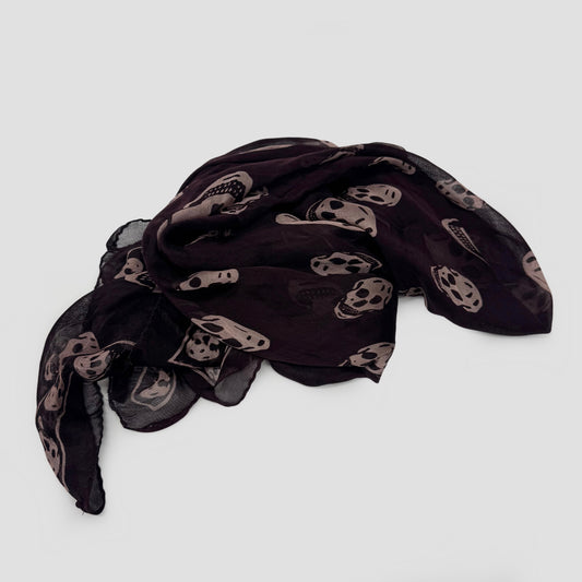 Alexander McQueen Burgundy Skull Scarf