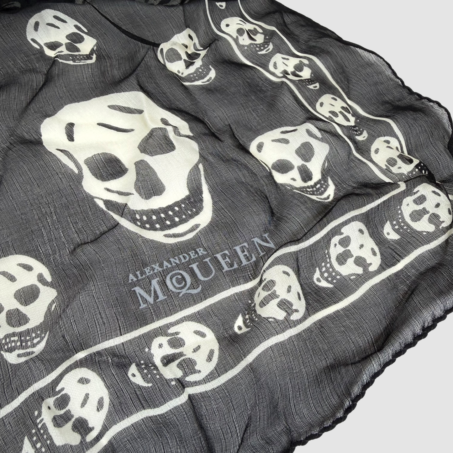 Alexander McQueen Black White Skull Scarf