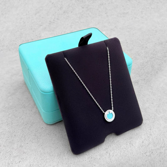 Tiffany & Co. T Circle White Gold Turquoise Diamonds Necklace
