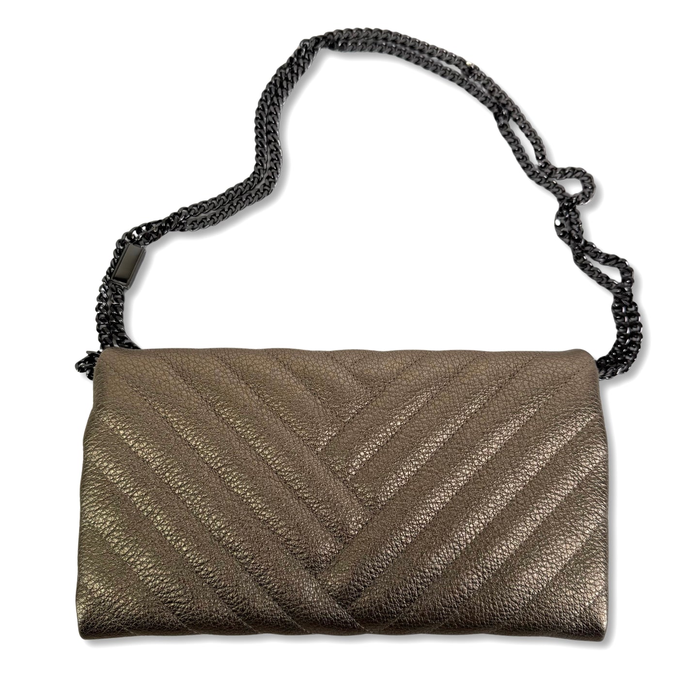 Carolina Herrara Bimba Metallic Gold Clutch on Chain