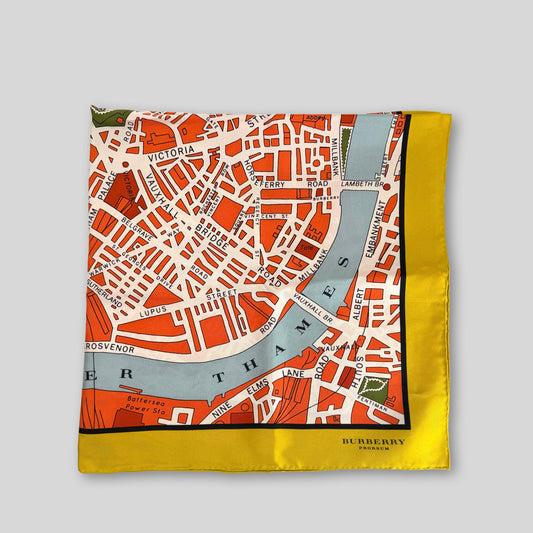Burberry Prorsum London Map Silk Scarf