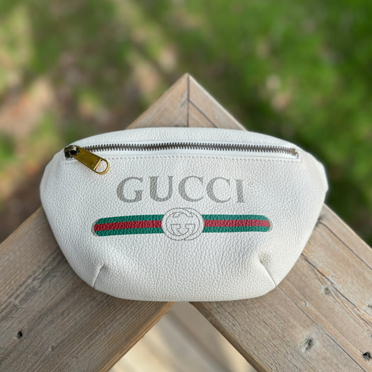 Gucci GG Logo Belt White Bag
