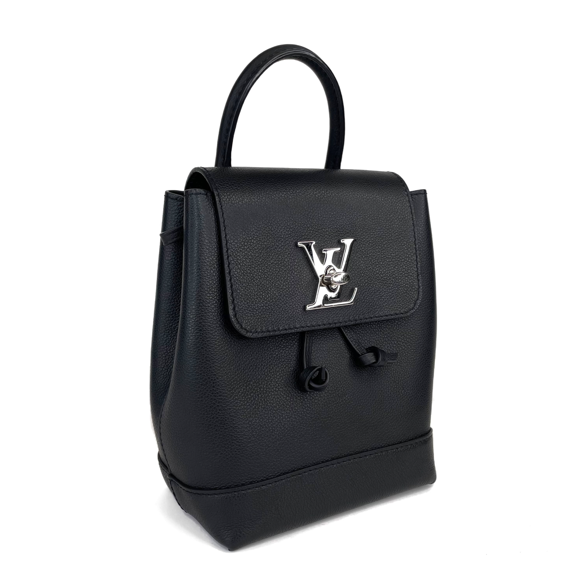 LOUIS VUITTON Calfskin Lockme Backpack Black Calfskin Leather