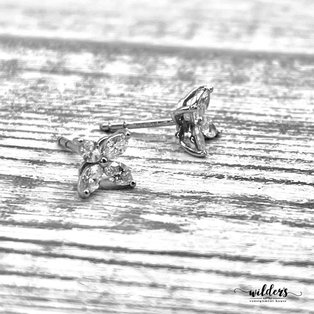 TIFFANY & CO. Cluster Butterfly Marquise Brilliant Cut Diamonds and Platinum Earrings
