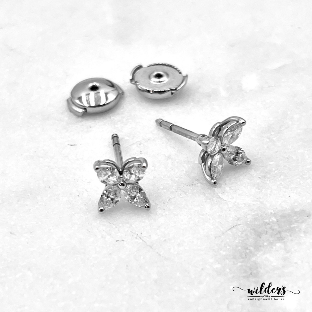 TIFFANY & CO. Cluster Butterfly Marquise Brilliant Cut Diamonds and Platinum Earrings