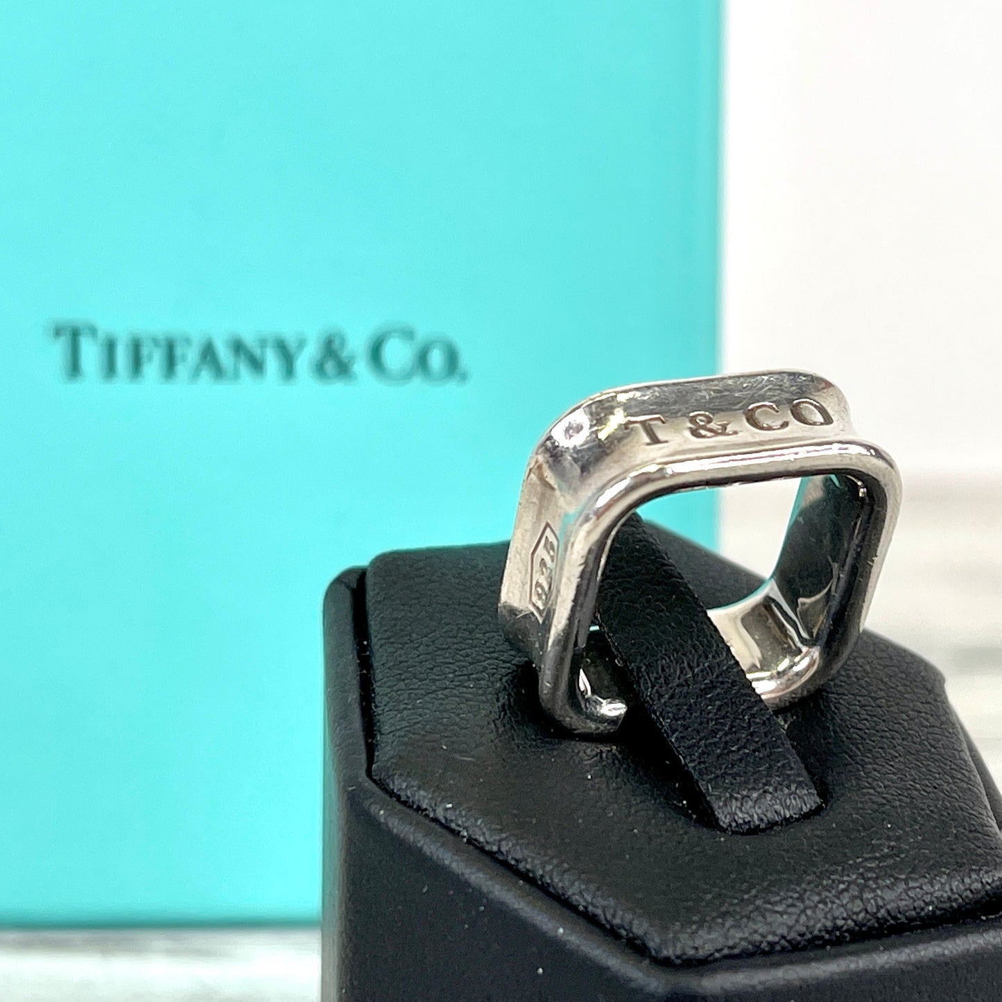 TIFFANY & CO. 925 Sterling Silver Square 1837 Ring, Size 6