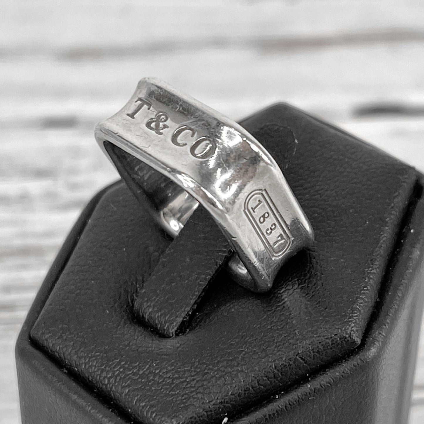 TIFFANY & CO. 925 Sterling Silver Square 1837 Ring, Size 6
