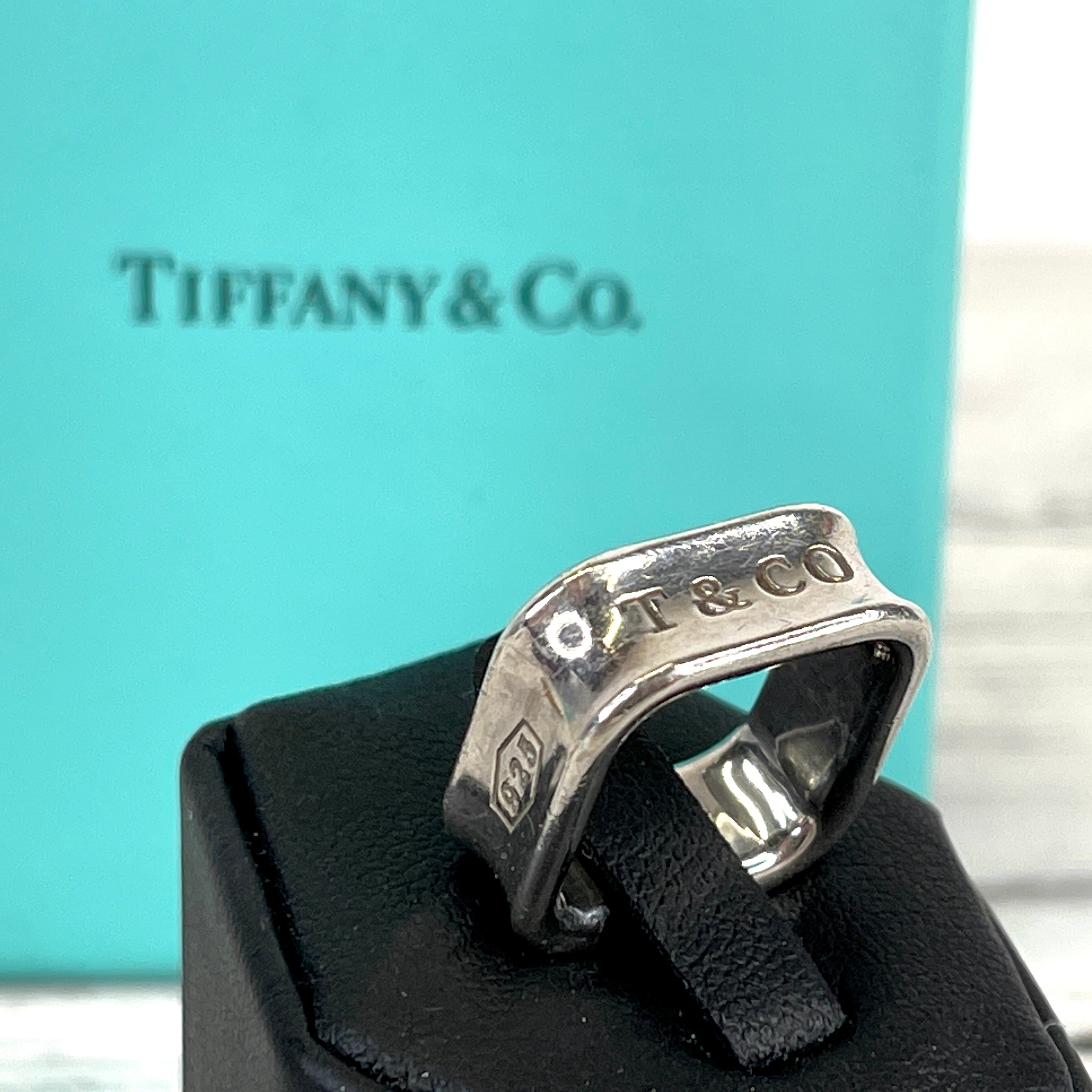 TIFFANY & CO. 925 Sterling Silver Square 1837 Ring, Size 6